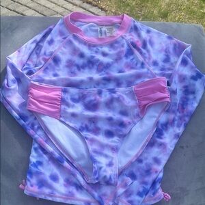 Wallflower Purple and Pink Rashguard Swim Top